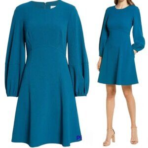 NWT Eliza J Long Sleeve Teal A-Line Dress